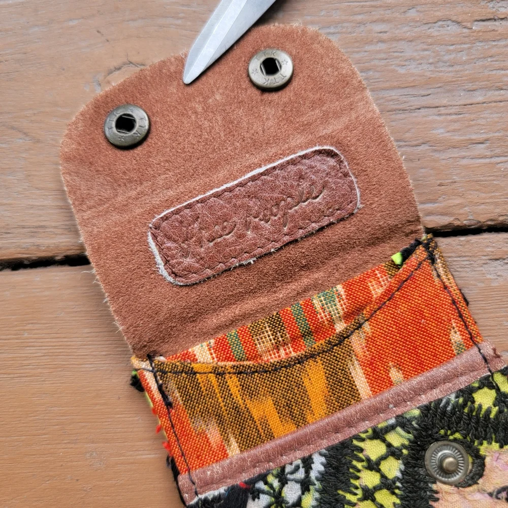 🍄🪬 Free People Boho Embroidered Repurposed vtg banjara hippie Wallet card case